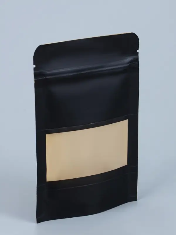 Пакет Zip-lock Крафт с прямоугольным окном, черный,10&times;15&times;3 см