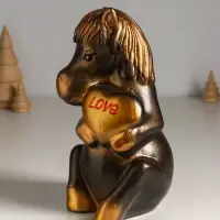 Копилка "Лошадь с сердцем" 23 см, бронзовый
