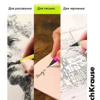 Карандаш чернографитный ErichKrause. JOY, HB, с ластиком, круглый, пластиковый, неоновый корпус, МИКС