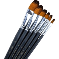 Набор кистей худож.DELI 73894 нейлон плоскоовал,ср.жестк,корот.ручк,6шт/наб