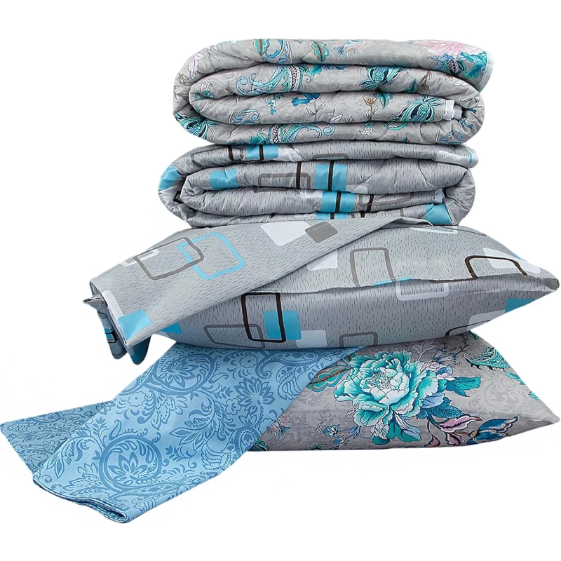 Набор спальный Летний 1,5сп (одеяло, 2 нав.-70х70, простынь- ПЭ 100%), микс