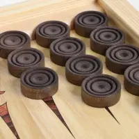 Настольная игра нарды с шашками &laquo;Таежный волк&raquo;, деревянные, средние, 50&times;50 см