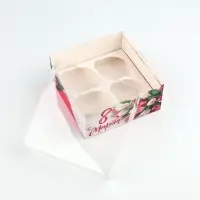 Коробка для капкейка &laquo;8 марта&raquo;, 16&times;16&times;7.5 см