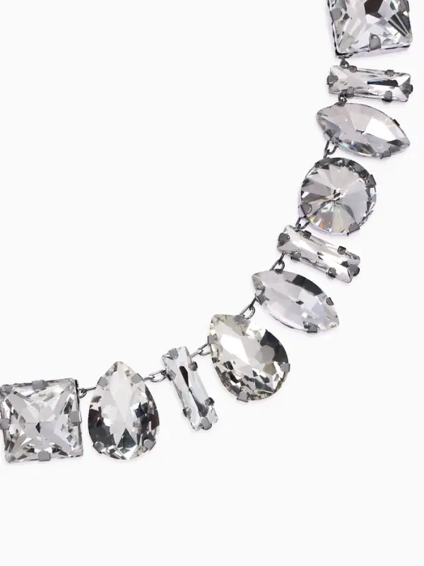 Колье &laquo;Драгоценность&raquo;, геометрия, белое в серебре, 32 см