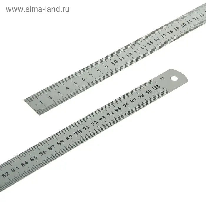 Линейка металлическая, 1 м, серебристая