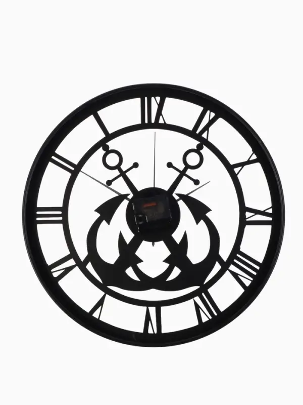 Часы настенные интерьерные &laquo;Якорь&raquo;, бесшумные, плавный ход, d=40 см, металл, чёрные