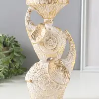 Подсвечник полистоун на 1 свечу "Слоны. Золотые круги" d=8 см 12х10х24 см