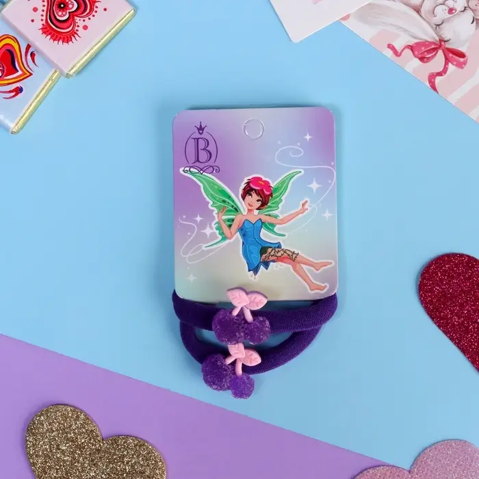 Резинки для волос «Фея», набор 2 шт., вишенки, 3.5 см, фиолетовые