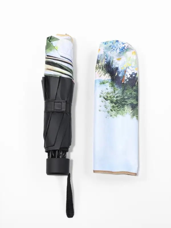 Зонт механический &laquo;Пейзаж&raquo;, эпонж, 4 сложения, 8 спиц, R=48/55 см, d=96 см, МИКС