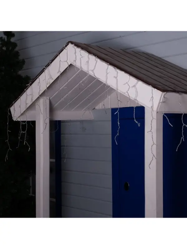 Гирлянда &laquo;Бахрома&raquo; 4&times;0.6 м, IP44, прозрачная нить, 180 LED, свечение тёплое белое, 8 режимов, 220 В