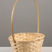 Корзина плетёная для хранения, 30&times;22&times;13 см, ручка h=36 см, бамбук, натуральный цвет, Greengo