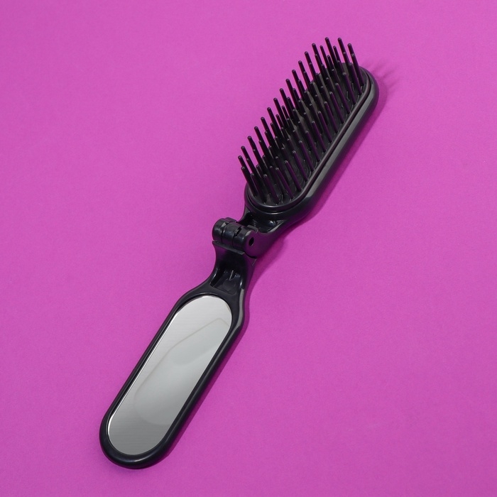 Расчёска массажная, складная, с зеркалом, 3 × 10 см, цвет чёрный Расчёска массажная, складная, с зеркалом, 3 × 10 см, цвет чёрный