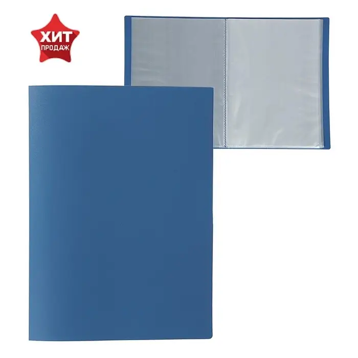 Папка с 60 вкладышами А4, 500 мкм, Calligrata, текстура &laquo;песок&raquo;, синяя