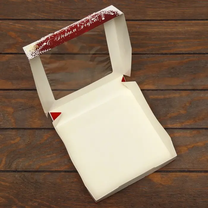 Коробка складная с окном «Новый год» 20×20×4 см Коробка складная с окном «Новый год» 20×20×4 см