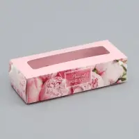 Коробка с обечайкой для 3 конфет, с окном «Праздничный букет», 13×5×3.3 см