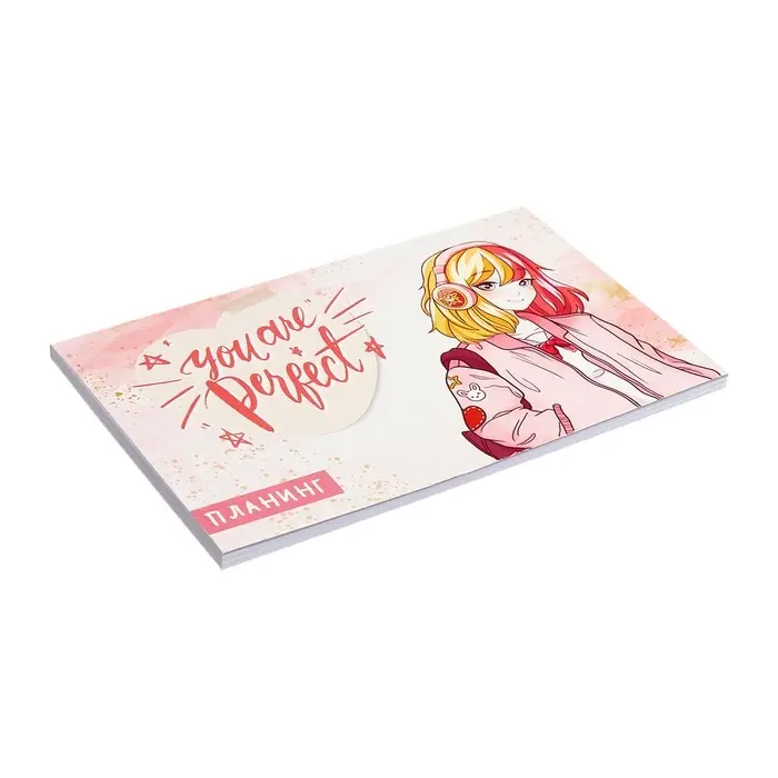 Планинг недатированный A6, с открывными листами, 50 листов, на склейке, мягкая обложка, Планер милашки