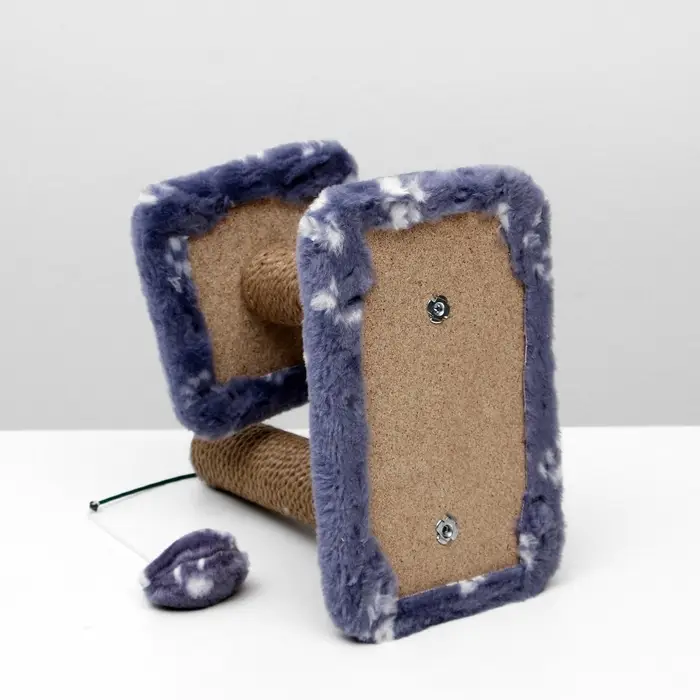 Когтеточка для котят двойная, 30&times;20&times;34 см, джут, серая с лапками