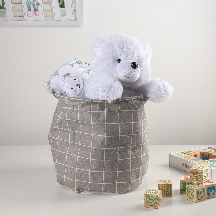 Корзина бельевая текстильная Доляна «Клетка», 30×30×30 см, цвет серый Корзина бельевая текстильная Доляна «Клетка», 30×30×30 см, цвет серый