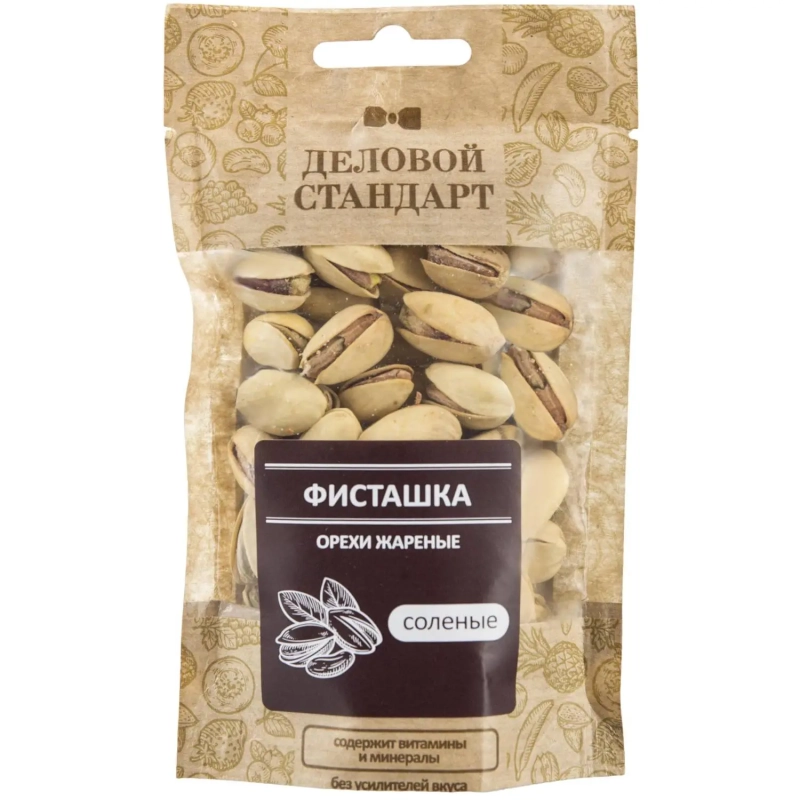Фисташки Деловой стандарт жареные соленые, 50гх12шт/уп