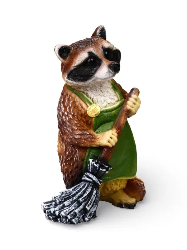 Садовая Фигура 38 х 26 х 24 см полистоун Енот с метлой