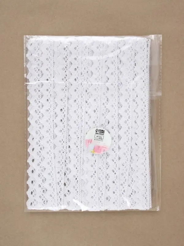 Кружево вязаное, 14 мм, 15&plusmn;1 м, белое