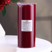 Свеча цилиндр, 8&times;20 см, 90 ч, 795 г, бордовая