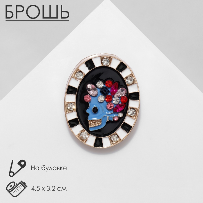 Брошь «Камея» череп, цветная в золоте Брошь «Камея» череп, цветная в золоте