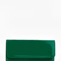 Кошелёк женский на магните, 19.5&times;2.5&times;9 см, лаковый, зелёный