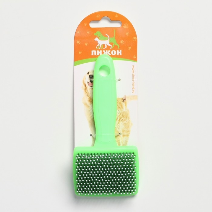 Пуходерка пластиковая мягкая с закругленными зубьями, малая, 6 х 13,5 см, зелёная Пуходерка пластиковая мягкая с закругленными зубьями, малая, 6 х 13,5 см, зелёная