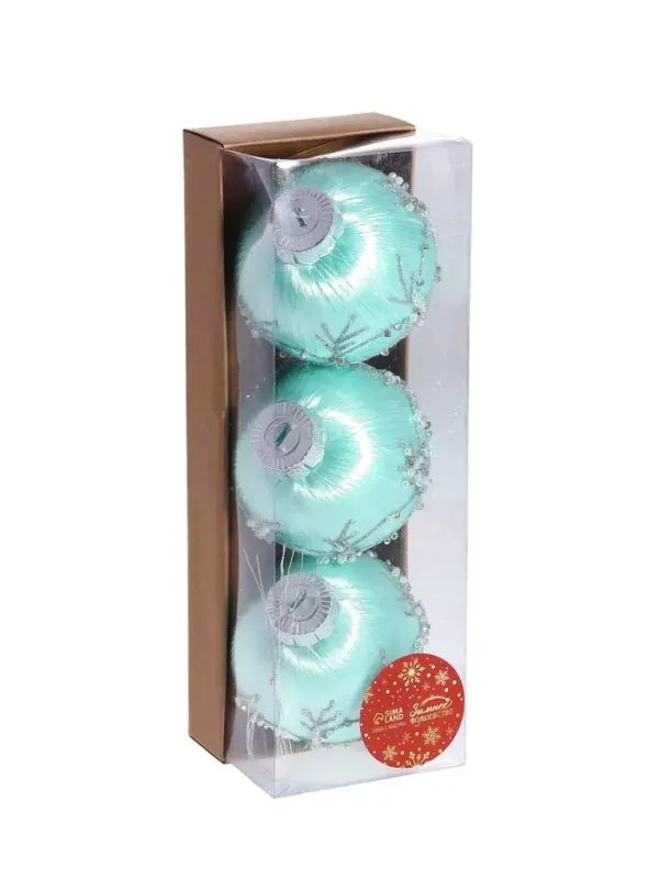 Ёлочные игрушки &laquo;Хайдвин&raquo;, шары новогодние, d=8 см, набор 3 шт., нежность, зелёный