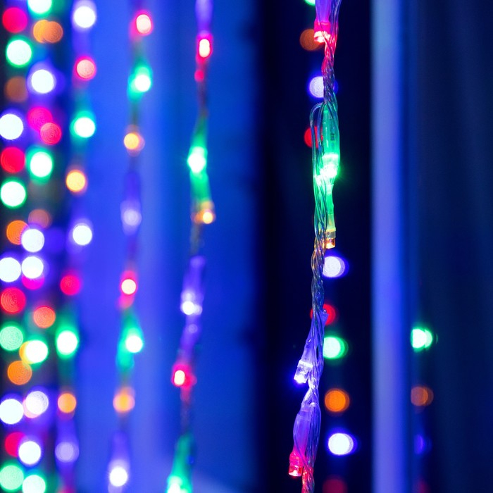 Гирлянда «Водопад» 2 × 3 м, IP44, прозрачная нить, 800 LED, свечение мульти, 8 режимов, 220 В