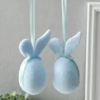 Подвески декоративные "Яйца с заичьими ушками" набор 2 шт голубой 3,5х4х9 см Подвески декоративные "Яйца с заичьими ушками" набор 2 шт голубой 3,5х4х9 см
