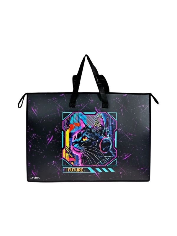 Папка А2 , 650х470х100 мм, deVENTE Папка А2 , 650х470х100 мм, deVENTE "Cyber Cat", с ручками, пластиковая, молния сверху, внутренний карман