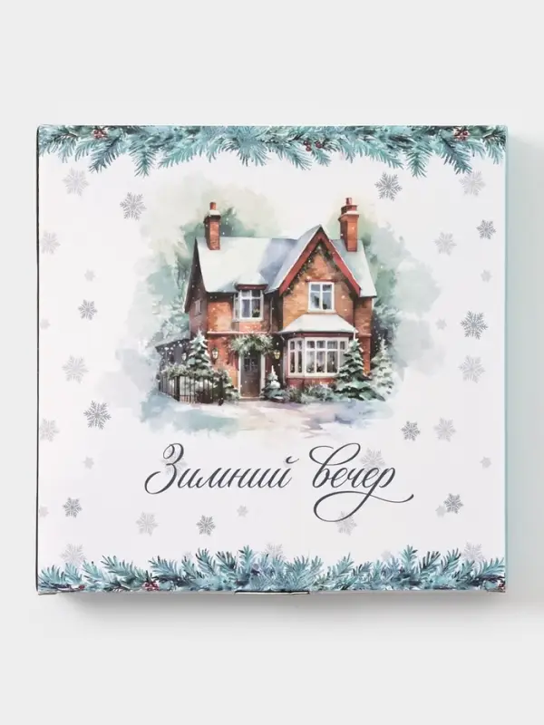 Менажница новогодняя Доляна «Зимний вечер», 5 секций, 25.5×3.1 см, доломит, белая