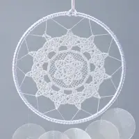 Ловец снов "Паутинка с цветком" перламутр 25 кружков d=4,8 см 15х41 см