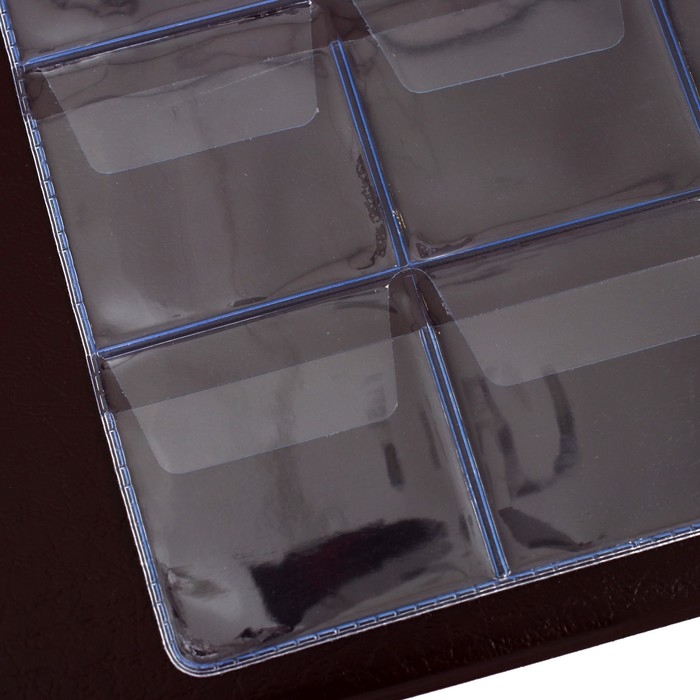 Альбом для монет на кольцах 225 х 265 мм,  Альбом для монет на кольцах 225 х 265 мм, "Памятные монеты РФ", обложка ПВХ, 13 листов и 13 цветных картонных вставок, коричневый