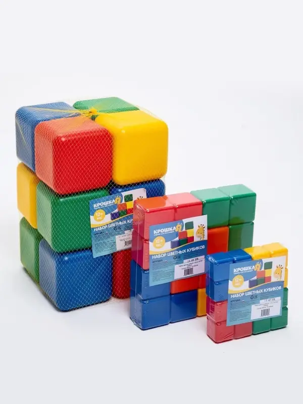 Кубики детские, пластиковые, цветные, 9 штук, 4&times;4 см