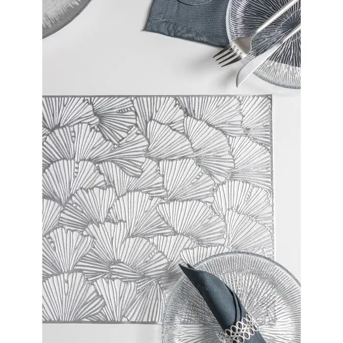 Салфетки сервировочные на стол Доляна &laquo;Веер&raquo;, 4 шт., 30&times;45 см, серебряные
