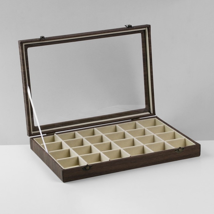 Подставка для украшений «Шкатулка дерево» 24 ячейки, 35,2×24×5 см, цвет бежевый в дереве Подставка для украшений «Шкатулка дерево» 24 ячейки, 35,2×24×5 см, цвет бежевый в дереве