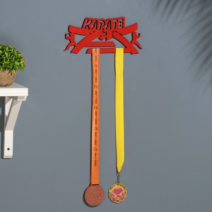 Медальница  Медальница "Карате" красный цвет, 28х12 см