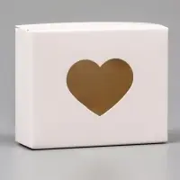 Коробка складная &laquo;Сердца&raquo;, белый, с окном, 10&times;8&times;3.5 см