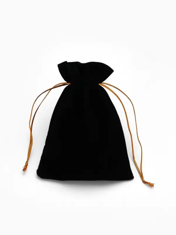 Набор мешочков бархатных 50 шт., 9*12, цвет чёрный с золотым шнурком (710783)