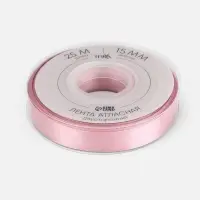 Лента атласная TEIRA, двухсторонняя, 15 мм, 25&plusmn;1 м, розовая №158