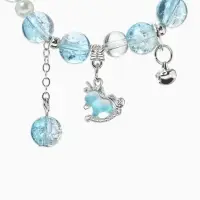 Браслет с подвесками &laquo;Сахарный. лошадка&raquo;, d=6 см, шар №10/8, белый, голубой в серебре