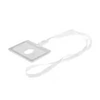 Бейдж - карман горизонтальный, внешний размер 100&times;74 мм, внутренний размер 90&times;54 мм, светло-серый, с лентой, жёсткокаркасный