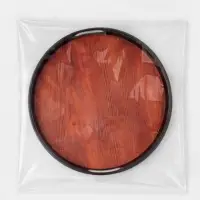 Поднос для подачи с ручками Magistro &laquo;ФьюженВуд&raquo;, круглый, 28&times;3.2 см, пластик, черный, коричневый