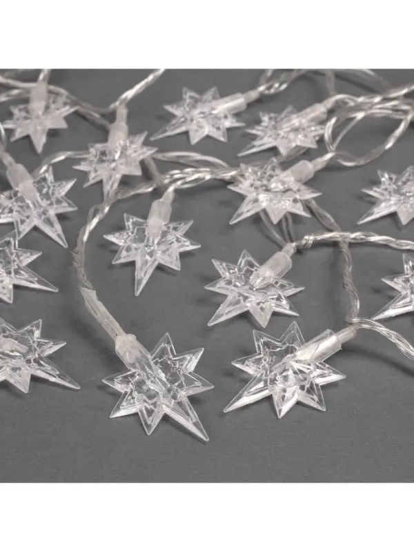 Гирлянда &laquo;Нить&raquo; 5 м с насадками &laquo;Звёзды&raquo;, IP20, прозрачная нить, 20 LED, свечение мульти (RG/RB), мигание, 220 В