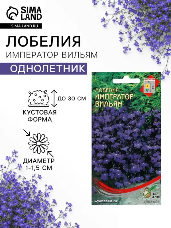Семена цветов  Лобелия "Император Вильям", 1000 шт