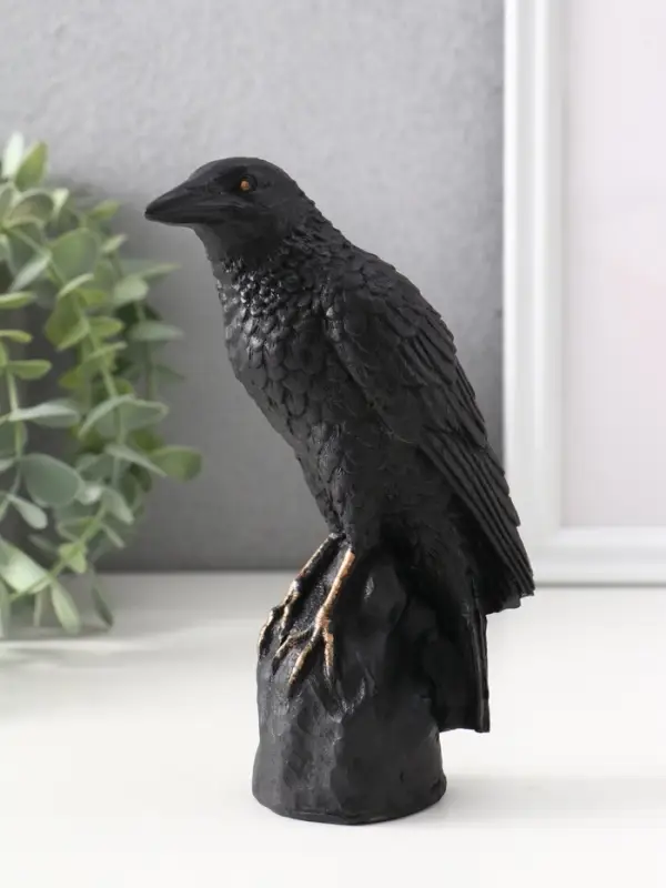 Фигура «Ворон на камне», 15.5×5.5×10 см, чёрная