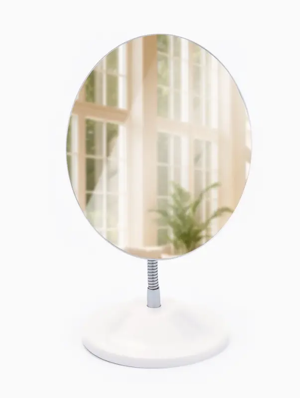 Зеркало настольное, на гибкой ножке, 13.5&times;27 см, (13.5&times;16.2 см), белое